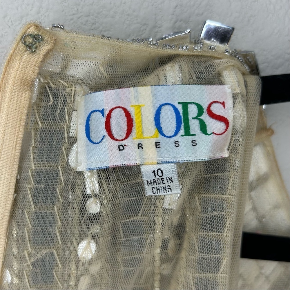 Bustier Women’s Size 10 Cream Mesh Classy Embellished Jewels Zip Back Dress Top - Picture 3 of 15